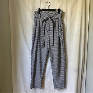 H&M Houndstooth High Waisted Paper Bag Pants